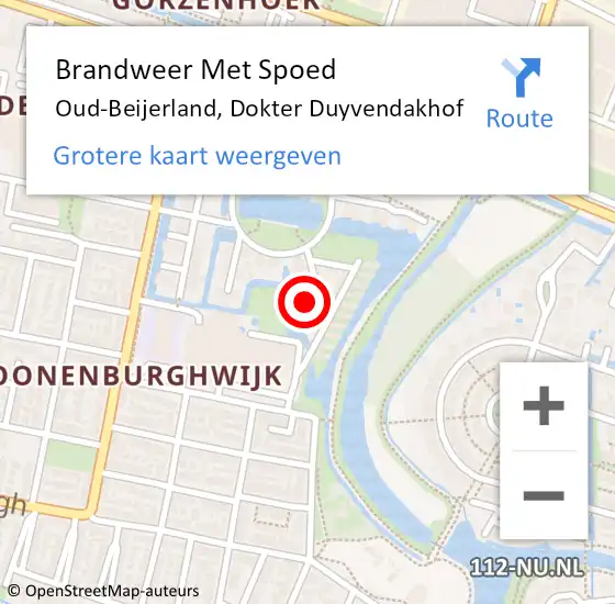 Locatie op kaart van de 112 melding: Brandweer Met Spoed Naar Oud-Beijerland, Dokter Duyvendakhof op 29 juli 2024 21:49