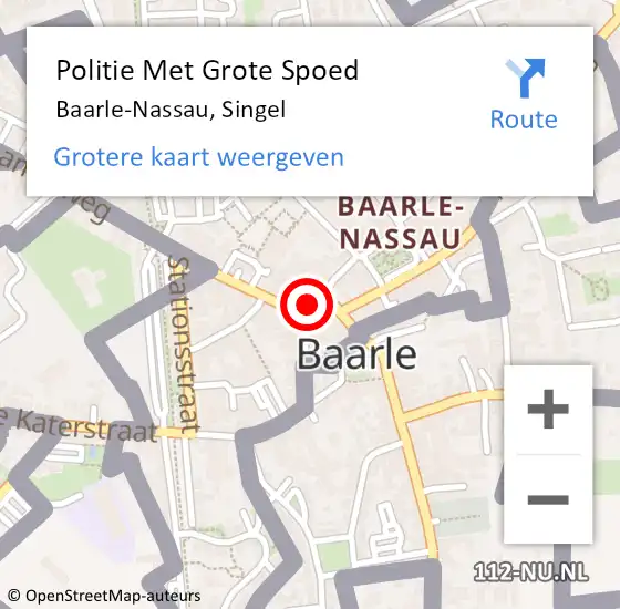 Locatie op kaart van de 112 melding: Politie Met Grote Spoed Naar Baarle-Nassau, Singel op 29 juli 2024 22:19