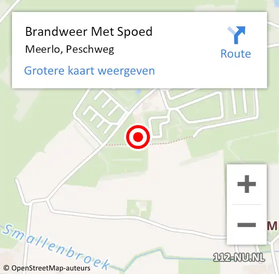 Locatie op kaart van de 112 melding: Brandweer Met Spoed Naar Meerlo, Peschweg op 29 juli 2024 23:10