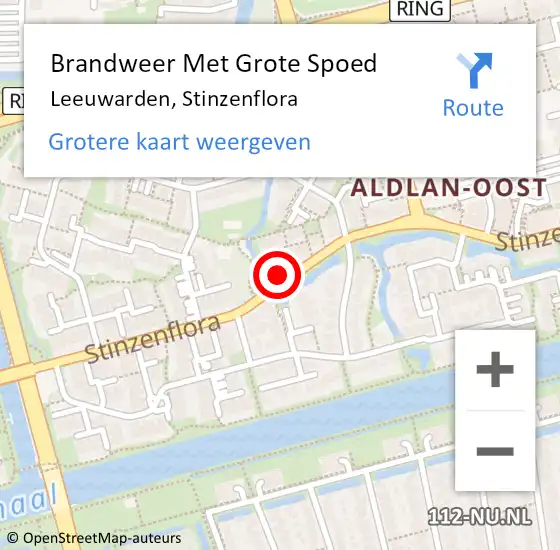 Locatie op kaart van de 112 melding: Brandweer Met Grote Spoed Naar Leeuwarden, Stinzenflora op 29 juli 2024 23:34