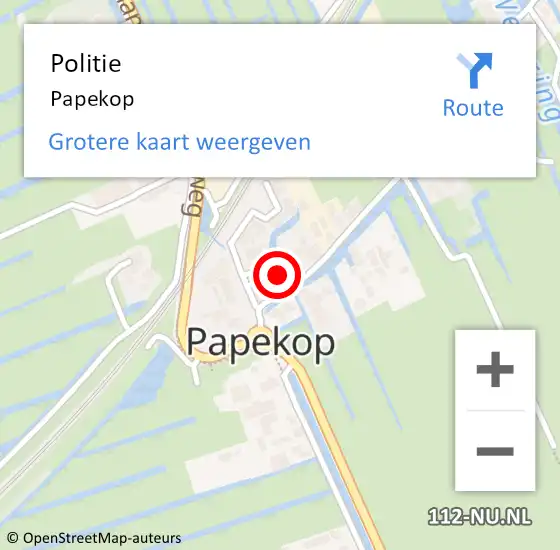 Locatie op kaart van de 112 melding: Politie Papekop op 29 juli 2024 23:41