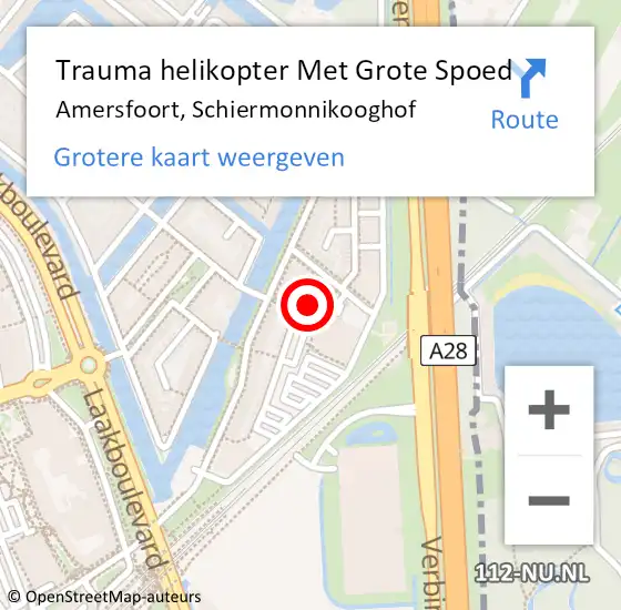 Locatie op kaart van de 112 melding: Trauma helikopter Met Grote Spoed Naar Amersfoort, Schiermonnikooghof op 29 juli 2024 23:42