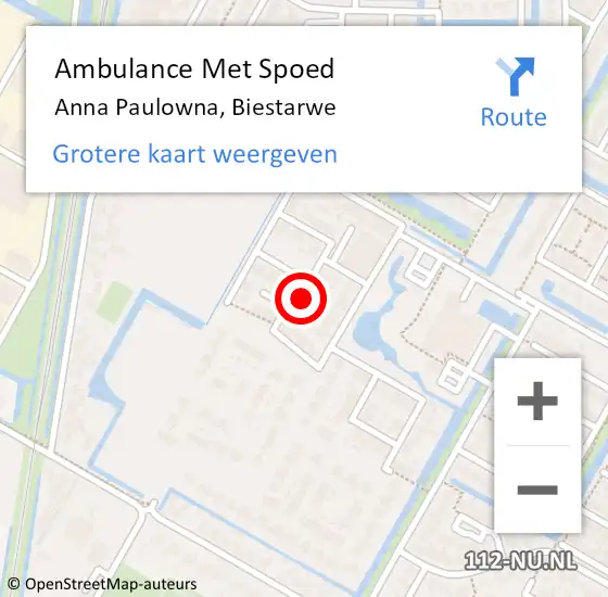 Locatie op kaart van de 112 melding: Ambulance Met Spoed Naar Anna Paulowna, Biestarwe op 29 juli 2024 23:45