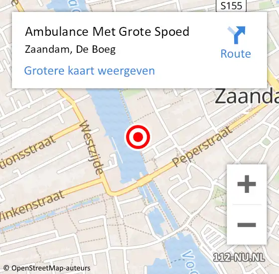 Locatie op kaart van de 112 melding: Ambulance Met Grote Spoed Naar Zaandam, De Boeg op 30 juli 2024 00:02