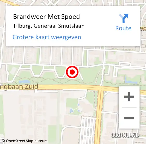 Locatie op kaart van de 112 melding: Brandweer Met Spoed Naar Tilburg, Generaal Smutslaan op 30 juli 2024 00:38