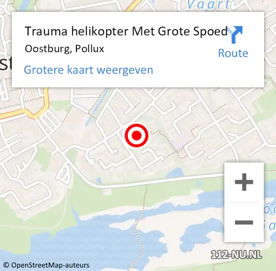 Locatie op kaart van de 112 melding: Trauma helikopter Met Grote Spoed Naar Oostburg, Pollux op 30 juli 2024 00:42