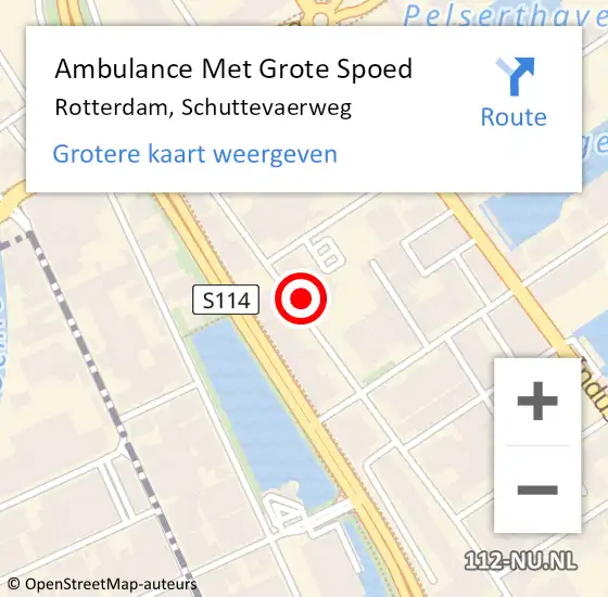 Locatie op kaart van de 112 melding: Ambulance Met Grote Spoed Naar Rotterdam, Schuttevaerweg op 30 juli 2024 00:50