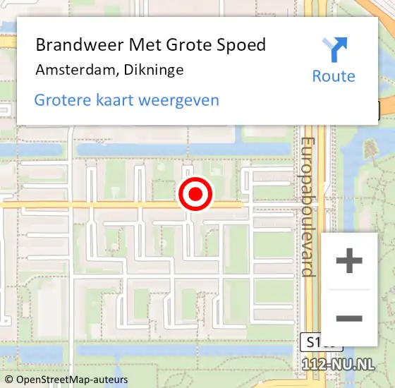 Locatie op kaart van de 112 melding: Brandweer Met Grote Spoed Naar Amsterdam, Dikninge op 30 juli 2024 01:16