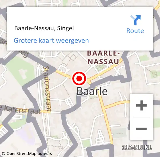 Locatie op kaart van de 112 melding:  Baarle-Nassau, Singel op 30 juli 2024 01:43