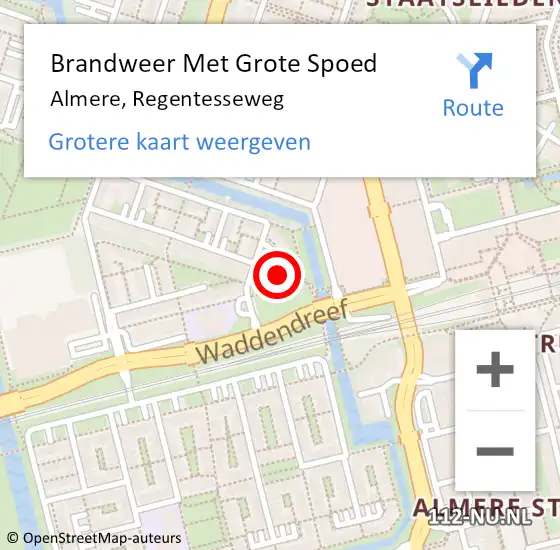 Locatie op kaart van de 112 melding: Brandweer Met Grote Spoed Naar Almere, Regentesseweg op 30 juli 2024 02:19