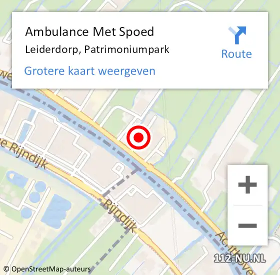 Locatie op kaart van de 112 melding: Ambulance Met Spoed Naar Leiderdorp, Patrimoniumpark op 30 juli 2024 02:54