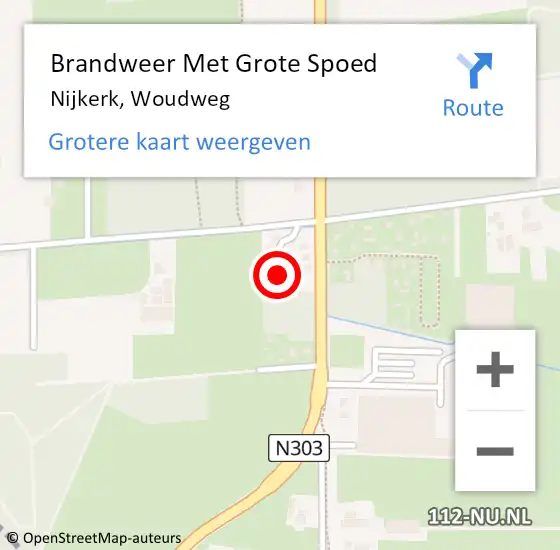 Locatie op kaart van de 112 melding: Brandweer Met Grote Spoed Naar Nijkerk, Woudweg op 30 juli 2024 03:00