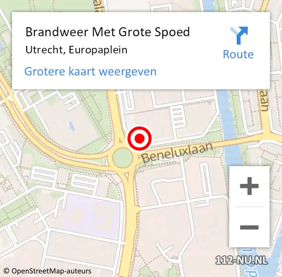 Locatie op kaart van de 112 melding: Brandweer Met Grote Spoed Naar Utrecht, Europaplein op 30 juli 2024 03:07