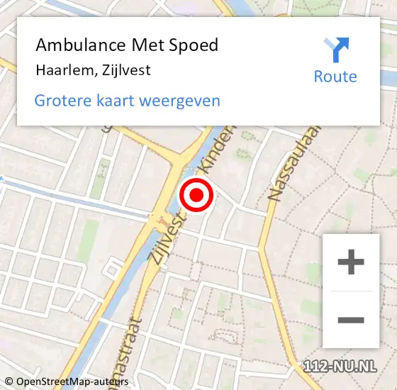 Locatie op kaart van de 112 melding: Ambulance Met Spoed Naar Haarlem, Zijlvest op 30 juli 2024 04:54