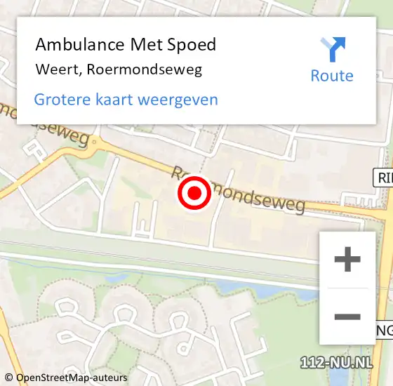 Locatie op kaart van de 112 melding: Ambulance Met Spoed Naar Weert, Roermondseweg op 30 juli 2024 07:16