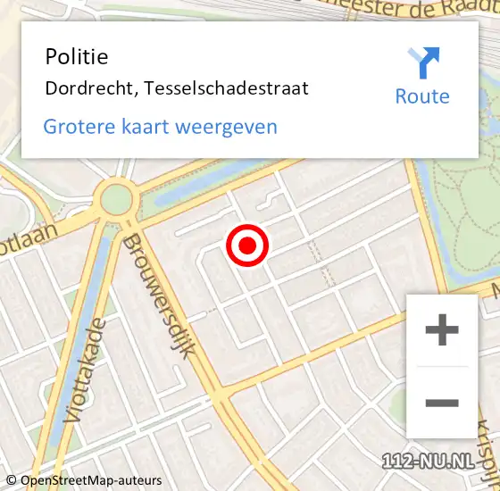 Locatie op kaart van de 112 melding: Politie Dordrecht, Tesselschadestraat op 30 juli 2024 07:19