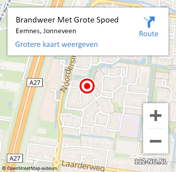 Locatie op kaart van de 112 melding: Brandweer Met Grote Spoed Naar Eemnes, Jonneveen op 30 juli 2024 07:55