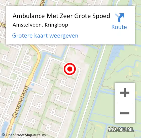 Locatie op kaart van de 112 melding: Ambulance Met Zeer Grote Spoed Naar Amstelveen, Kringloop op 30 juli 2024 08:09