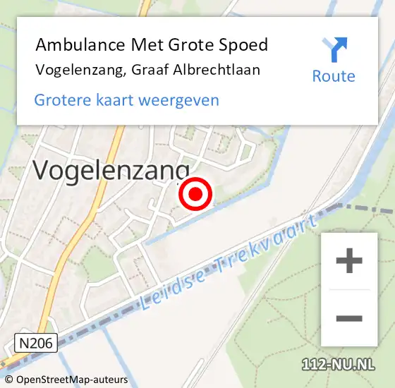 Locatie op kaart van de 112 melding: Ambulance Met Grote Spoed Naar Vogelenzang, Graaf Albrechtlaan op 30 juli 2024 08:10