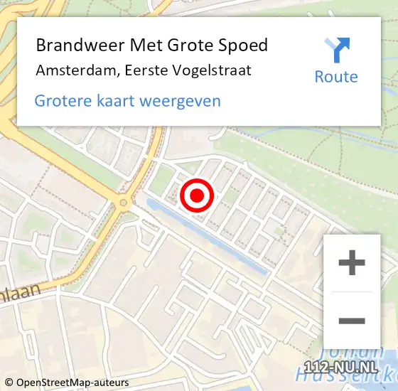 Locatie op kaart van de 112 melding: Brandweer Met Grote Spoed Naar Amsterdam, Eerste Vogelstraat op 30 juli 2024 08:10