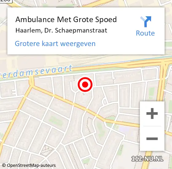 Locatie op kaart van de 112 melding: Ambulance Met Grote Spoed Naar Haarlem, Dr. Schaepmanstraat op 30 juli 2024 08:15