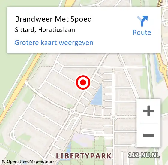 Locatie op kaart van de 112 melding: Brandweer Met Spoed Naar Sittard, Horatiuslaan op 30 juli 2024 08:23