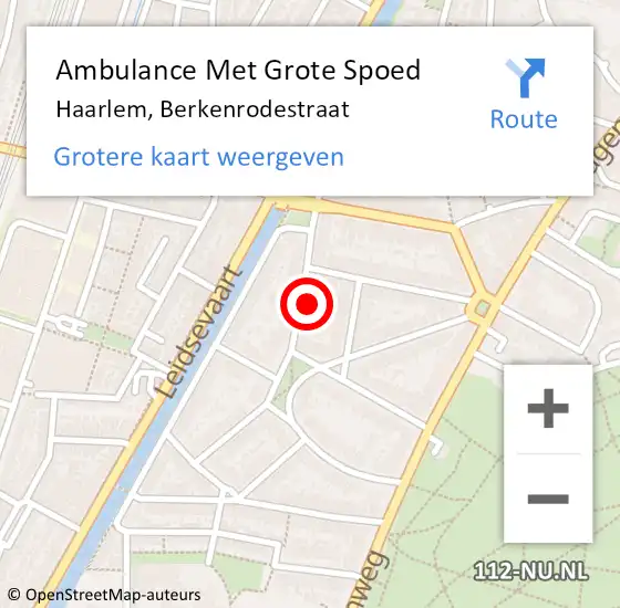 Locatie op kaart van de 112 melding: Ambulance Met Grote Spoed Naar Haarlem, Berkenrodestraat op 30 juli 2024 08:24