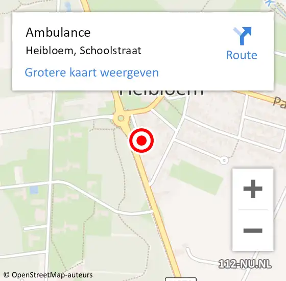 Locatie op kaart van de 112 melding: Ambulance Heibloem, Schoolstraat op 14 oktober 2014 18:23