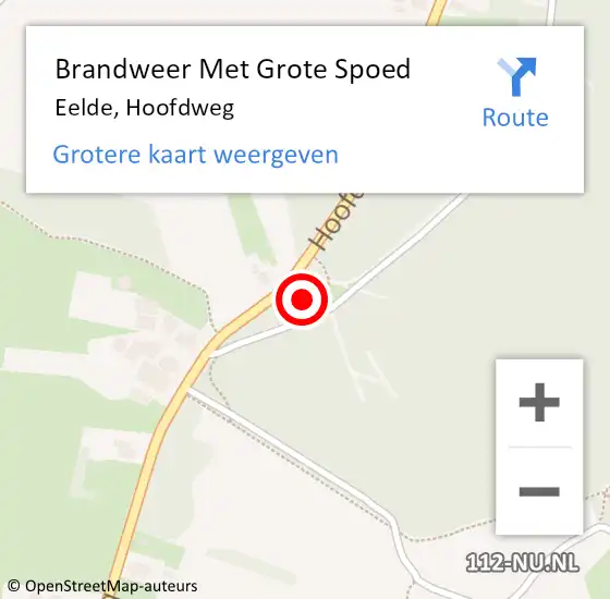 Locatie op kaart van de 112 melding: Brandweer Met Grote Spoed Naar Eelde, Hoofdweg op 30 juli 2024 08:41