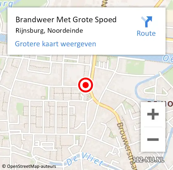 Locatie op kaart van de 112 melding: Brandweer Met Grote Spoed Naar Rijnsburg, Noordeinde op 30 juli 2024 08:42