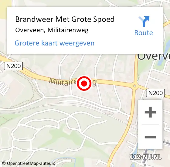 Locatie op kaart van de 112 melding: Brandweer Met Grote Spoed Naar Overveen, Militairenweg op 30 juli 2024 08:47