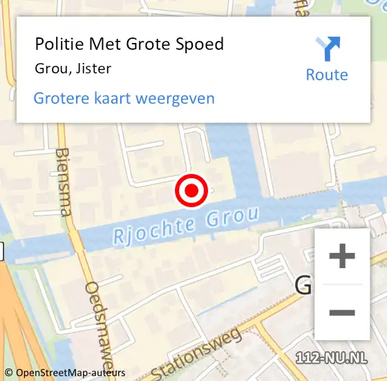 Locatie op kaart van de 112 melding: Politie Met Grote Spoed Naar Grou, Jister op 30 juli 2024 08:53