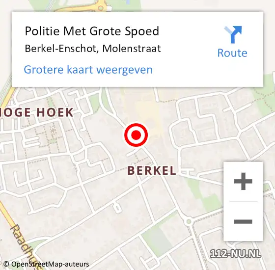 Locatie op kaart van de 112 melding: Politie Met Grote Spoed Naar Berkel-Enschot, Molenstraat op 30 juli 2024 09:00