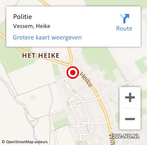 Locatie op kaart van de 112 melding: Politie Vessem, Heike op 30 juli 2024 09:01