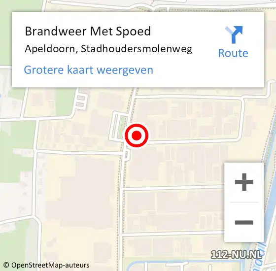 Locatie op kaart van de 112 melding: Brandweer Met Spoed Naar Apeldoorn, Stadhoudersmolenweg op 30 juli 2024 09:14