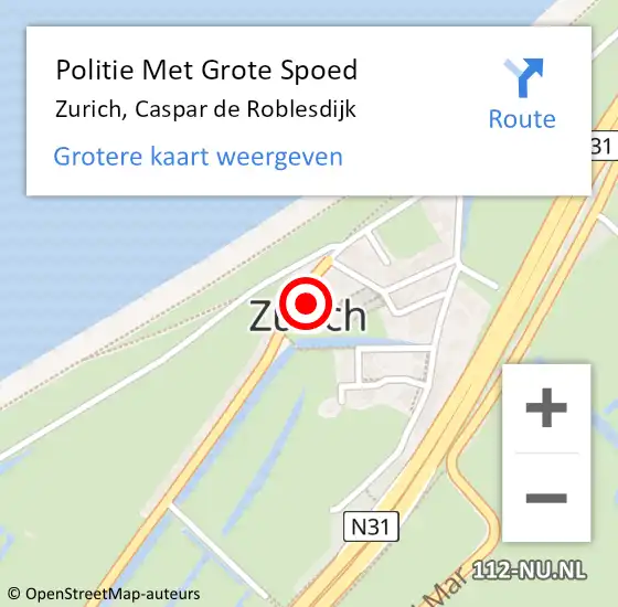 Locatie op kaart van de 112 melding: Politie Met Grote Spoed Naar Zurich, Caspar de Roblesdijk op 30 juli 2024 09:24