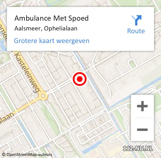 Locatie op kaart van de 112 melding: Ambulance Met Spoed Naar Aalsmeer, Ophelialaan op 30 juli 2024 10:06