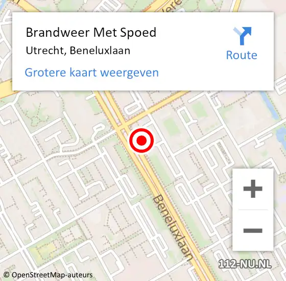 Locatie op kaart van de 112 melding: Brandweer Met Spoed Naar Utrecht, Beneluxlaan op 30 juli 2024 10:14