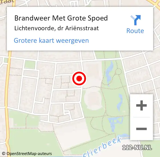 Locatie op kaart van de 112 melding: Brandweer Met Grote Spoed Naar Lichtenvoorde, dr Ariënsstraat op 30 juli 2024 10:18