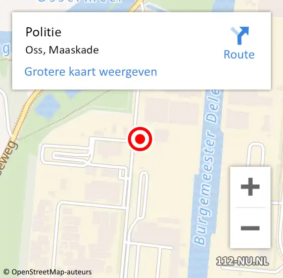 Locatie op kaart van de 112 melding: Politie Oss, Maaskade op 30 juli 2024 10:22