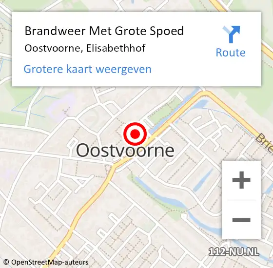 Locatie op kaart van de 112 melding: Brandweer Met Grote Spoed Naar Oostvoorne, Elisabethhof op 30 juli 2024 10:24