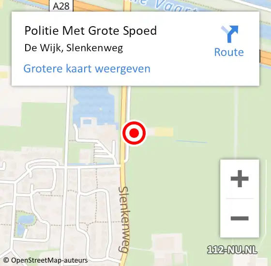 Locatie op kaart van de 112 melding: Politie Met Grote Spoed Naar De Wijk, Slenkenweg op 30 juli 2024 10:59