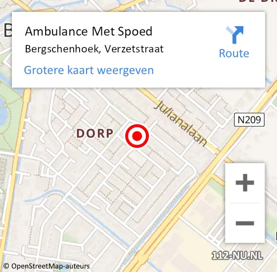 Locatie op kaart van de 112 melding: Ambulance Met Spoed Naar Bergschenhoek, Verzetstraat op 30 juli 2024 11:13