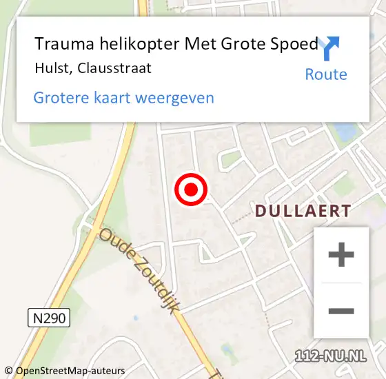 Locatie op kaart van de 112 melding: Trauma helikopter Met Grote Spoed Naar Hulst, Clausstraat op 30 juli 2024 11:25