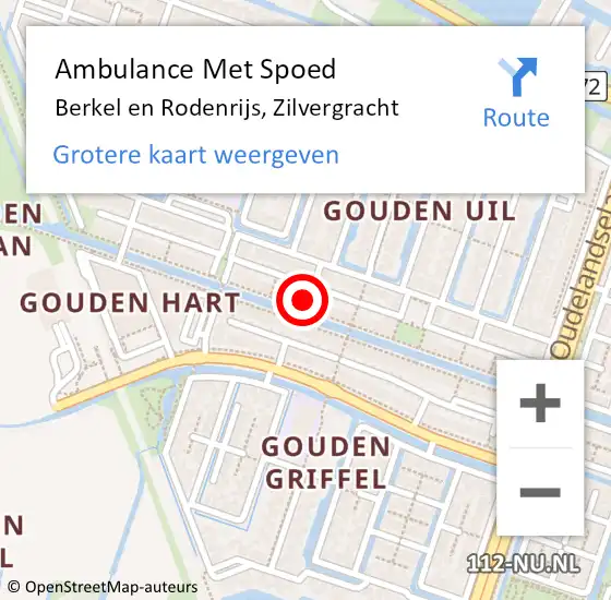 Locatie op kaart van de 112 melding: Ambulance Met Spoed Naar Berkel en Rodenrijs, Zilvergracht op 30 juli 2024 11:26