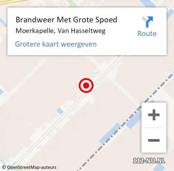 Locatie op kaart van de 112 melding: Brandweer Met Grote Spoed Naar Moerkapelle, Van Hasseltweg op 30 juli 2024 11:43