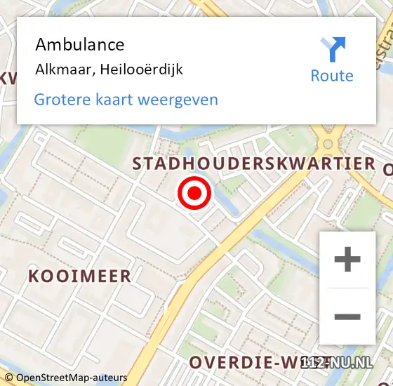 Locatie op kaart van de 112 melding: Ambulance Alkmaar, Heilooërdijk op 30 juli 2024 11:56