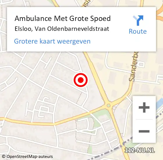 Locatie op kaart van de 112 melding: Ambulance Met Grote Spoed Naar Elsloo, Van Oldenbarneveldstraat op 14 oktober 2014 18:48