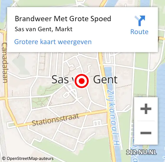 Locatie op kaart van de 112 melding: Brandweer Met Grote Spoed Naar Sas van Gent, Markt op 30 juli 2024 12:20