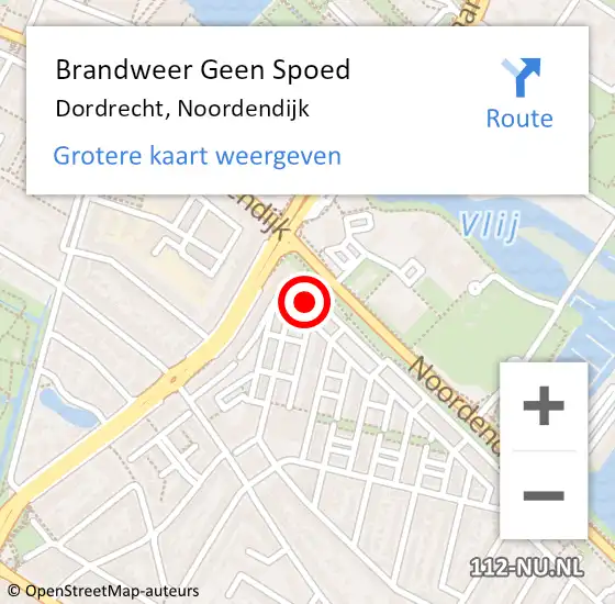 Locatie op kaart van de 112 melding: Brandweer Geen Spoed Naar Dordrecht, Noordendijk op 30 juli 2024 12:26